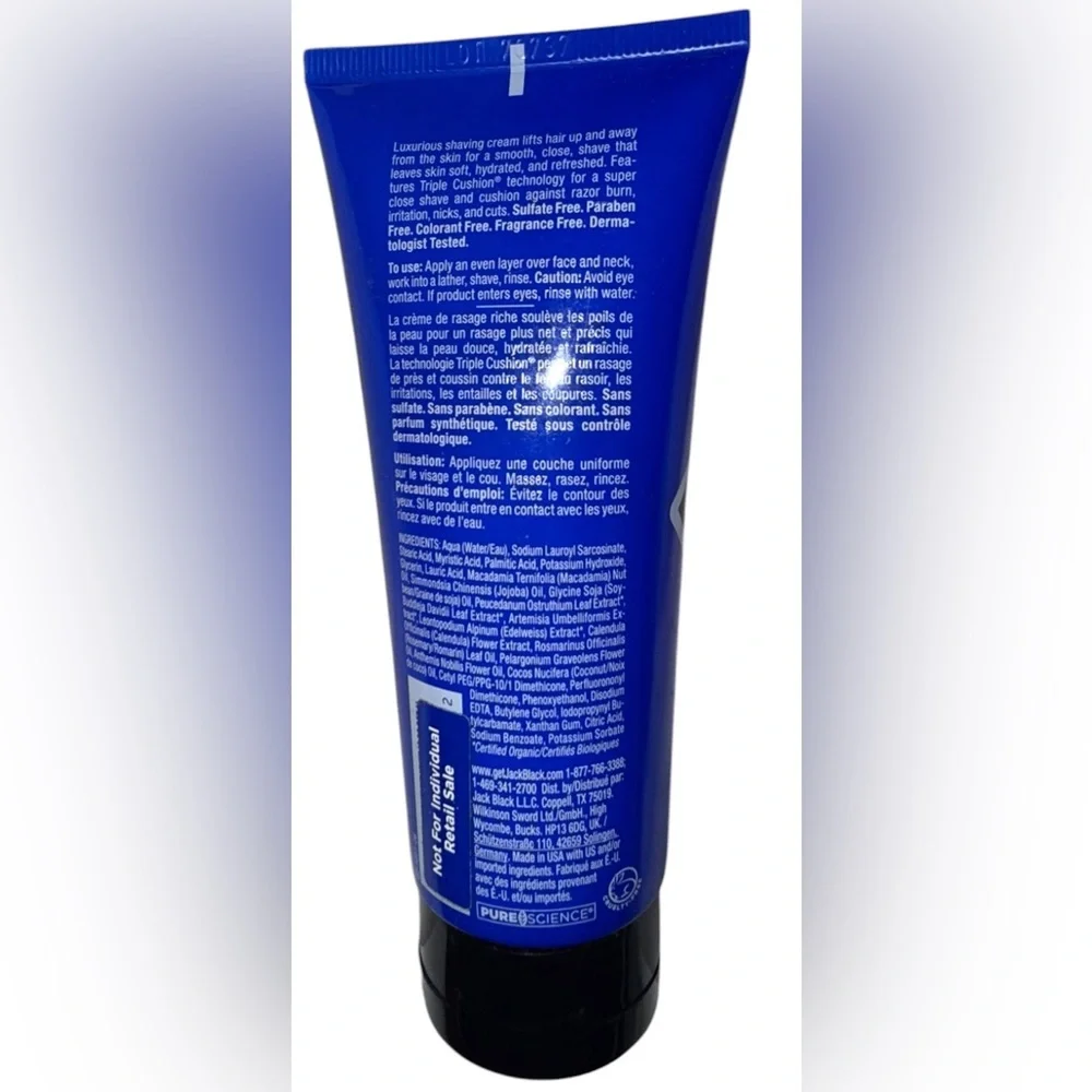 NEW! Men’s- Jack Black- Supreme Cream Triple Cushion Shave Lather- 2.6oz- $20RSP